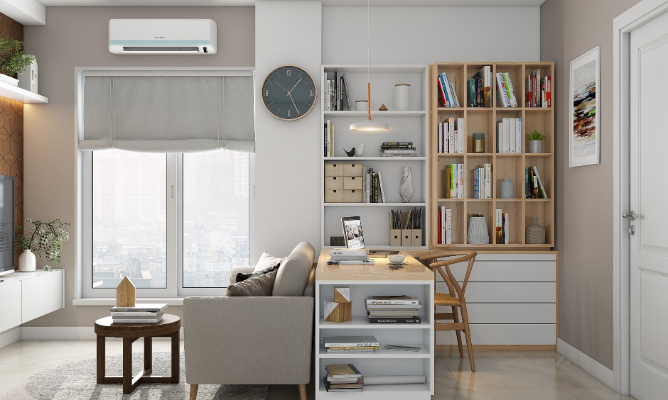 Sky Blue Straight Modular Kitchen Design