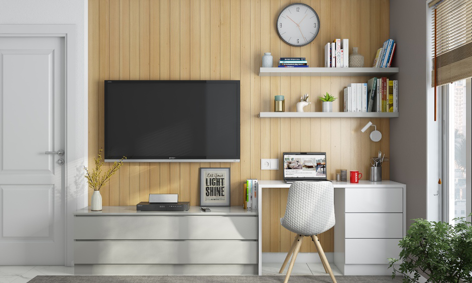 Sky Blue Straight Modular Kitchen Design